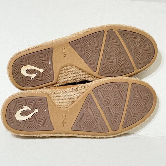 Olukai Kaula paa ili Flat Espadrille Loafer Shoe Brown Leather Slip On Women 6.5 - Picture 6 of 10
